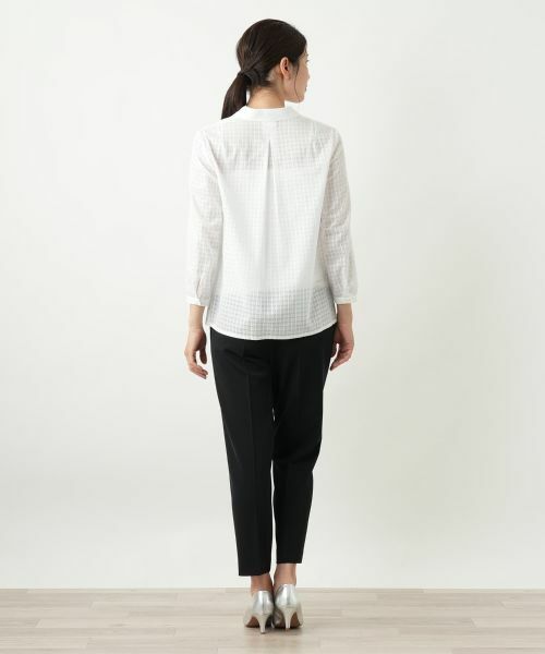セール】 シアーチェックブラウス【Leilian WHITE LABEL