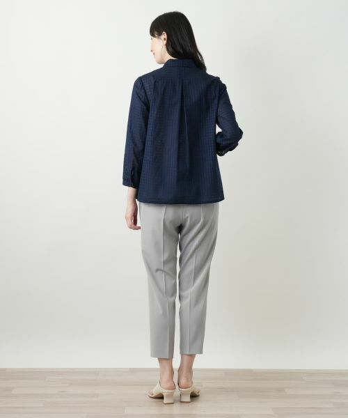 セール】 シアーチェックブラウス【Leilian WHITE LABEL