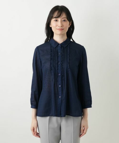 レリアン Leilian シアー フリル ブラウス 長袖 大きいサイズ 15+ レリアン Leilian シアー フリル ブラウス 長袖 大きいサイズ 15