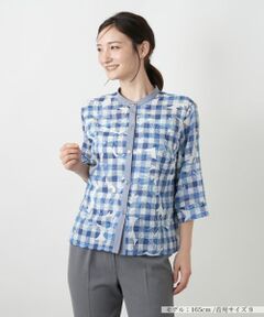 Leilian / レリアン シャツ・ブラウス | フラワーチェックブラウス【Leilian WHITE LABEL】