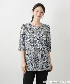 Leilian / レリアン カットソー | フラワープリントカットソー【Leilian WHITE LABEL】