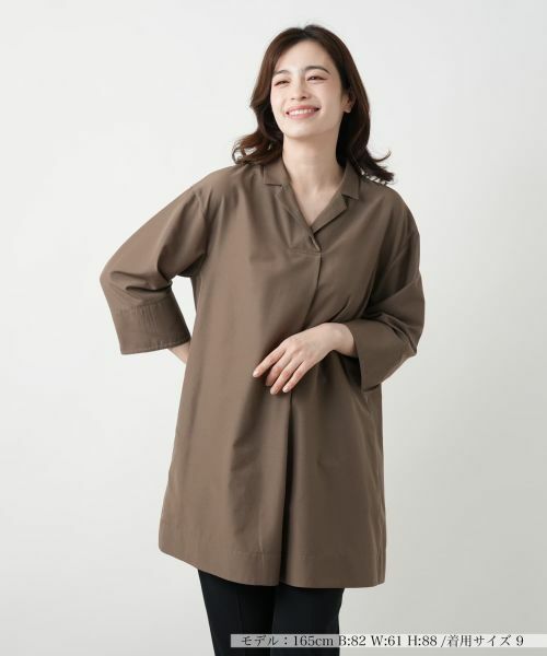 Leilian/レリアン オープンカラーシャツ【Leilian WHITE LABEL】 キャメル系 11(L) Leilian/レリアン オープンカラーシャツ【Leilian WHITE LABEL】 キャメル系 11(L)