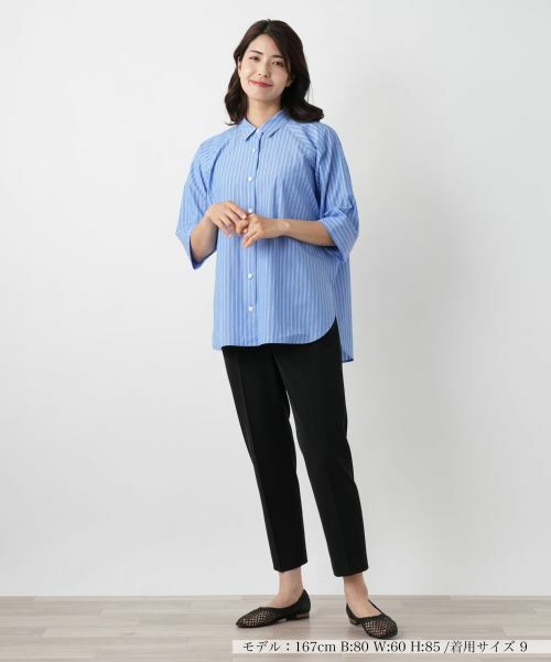 Leilian / レリアン シャツ・ブラウス | ストライプドルマンブラウス【Leilian WHITE LABEL】 | 詳細1