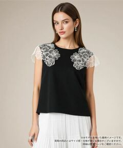 Leilian / レリアン カットソー | フラワー刺繍カットソー