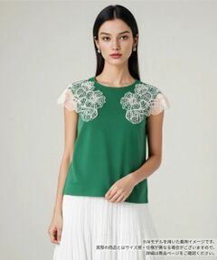 Leilian / レリアン カットソー | フラワー刺繍カットソー