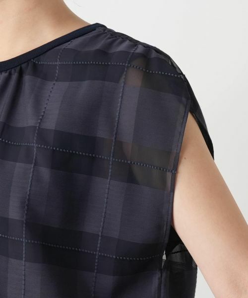 Leilian / レリアン カットソー | チェックフレンチスリーブブラウス | 詳細12