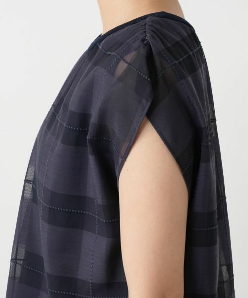 Leilian / レリアン カットソー | チェックフレンチスリーブブラウス | 詳細13