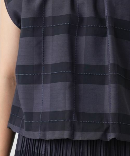 Leilian / レリアン カットソー | チェックフレンチスリーブブラウス | 詳細14