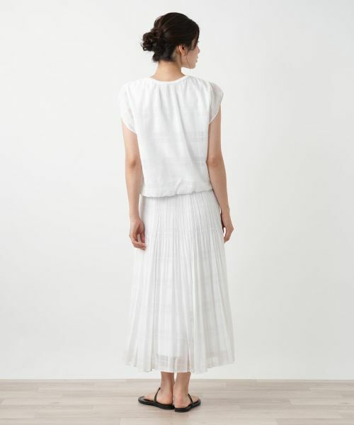 Leilian / レリアン カットソー | チェックフレンチスリーブブラウス | 詳細3