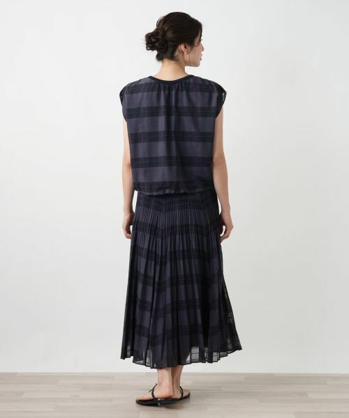 Leilian / レリアン カットソー | チェックフレンチスリーブブラウス | 詳細6