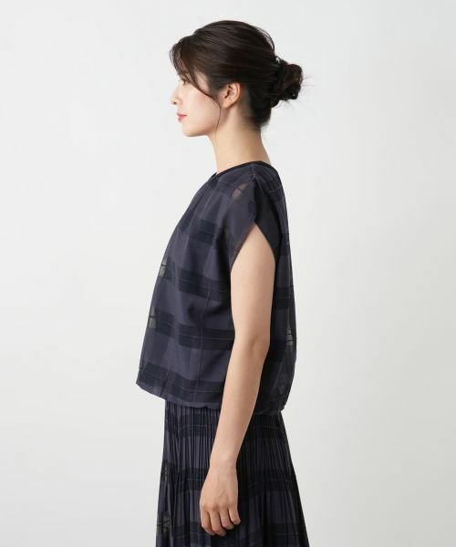 Leilian / レリアン カットソー | チェックフレンチスリーブブラウス | 詳細8