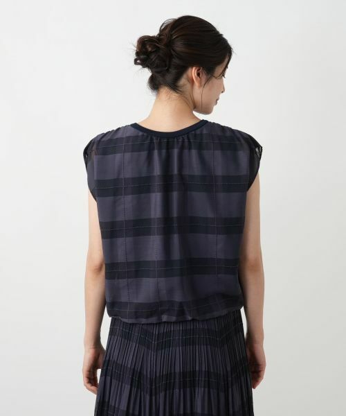 Leilian / レリアン カットソー | チェックフレンチスリーブブラウス | 詳細9
