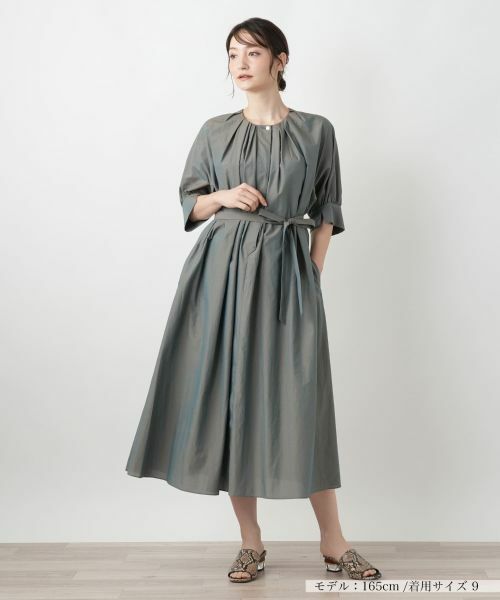 Leilian / レリアン ドレス | 【店舗人気】タックワンピース(カーキ系)