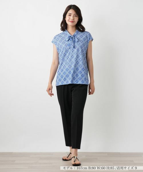 Leilian / レリアン カットソー | 幾何学柄ボウタイブラウス【ROCHAS Premiere】 | 詳細1