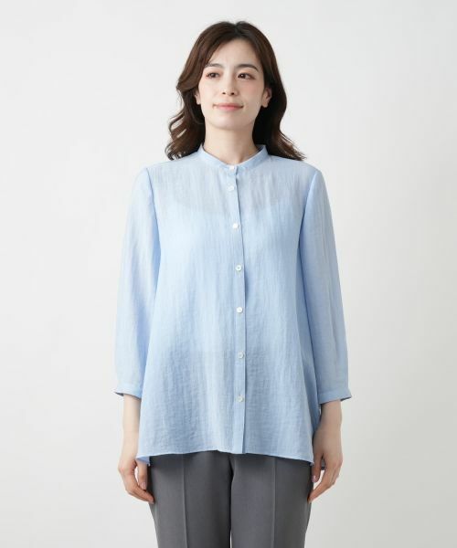 Leilian / レリアン シャツ・ブラウス | バンドカラーブラウス【ROCHAS Premiere】 | 詳細7