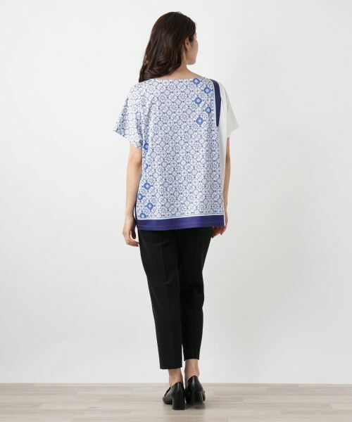 Leilian / レリアン カットソー | 幾何学柄切替Tシャツ【ROCHAS Premiere】 | 詳細3