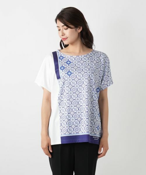 Leilian / レリアン カットソー | 幾何学柄切替Tシャツ【ROCHAS Premiere】 | 詳細4