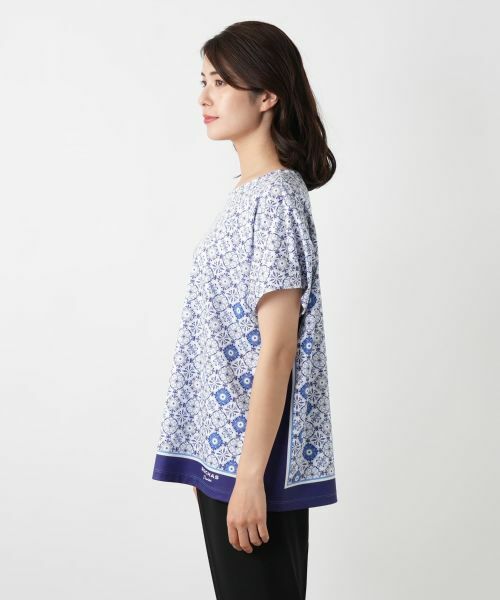 Leilian / レリアン カットソー | 幾何学柄切替Tシャツ【ROCHAS Premiere】 | 詳細5