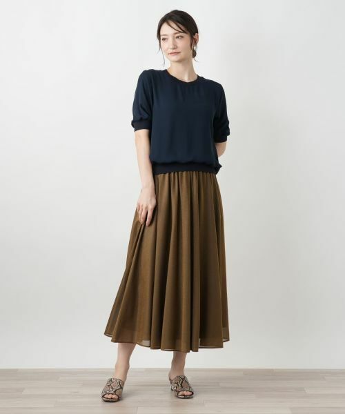 Leilian / レリアン カットソー | リブ切替シアープルオーバー | 詳細1