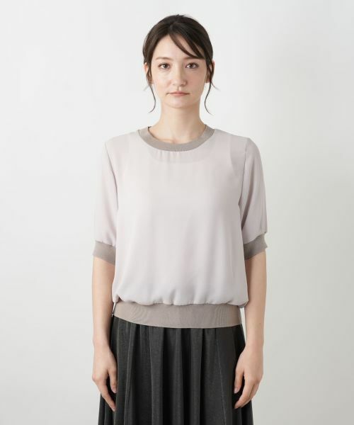 Leilian / レリアン カットソー | リブ切替シアープルオーバー | 詳細10