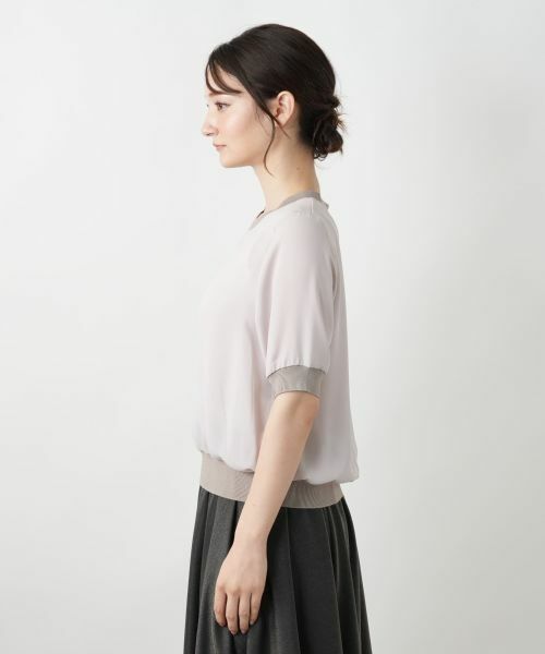 Leilian / レリアン カットソー | リブ切替シアープルオーバー | 詳細11
