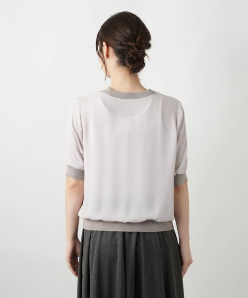 Leilian / レリアン カットソー | リブ切替シアープルオーバー | 詳細12