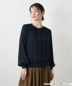 Leilian / レリアン カーディガン・ボレロ | 【店舗人気】異素材切り替えカーディガン