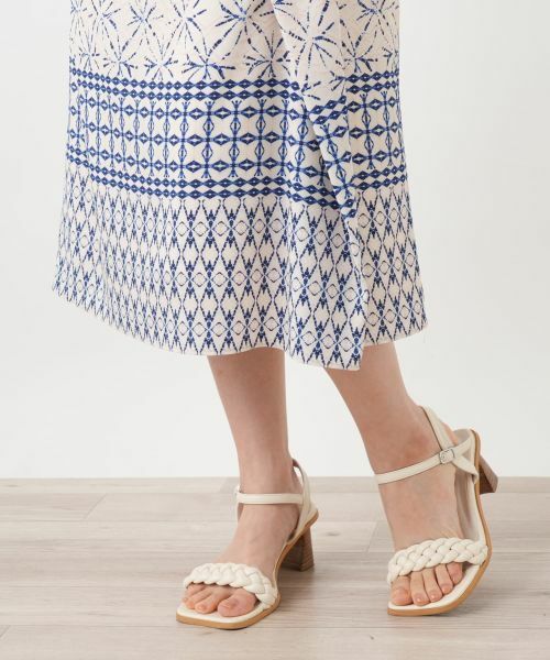 Leilian / レリアン ミニ・ひざ丈スカート | 【店舗人気】幾何学柄切替ラップ風スカート | 詳細10