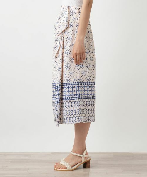 Leilian / レリアン ミニ・ひざ丈スカート | 【店舗人気】幾何学柄切替ラップ風スカート | 詳細5