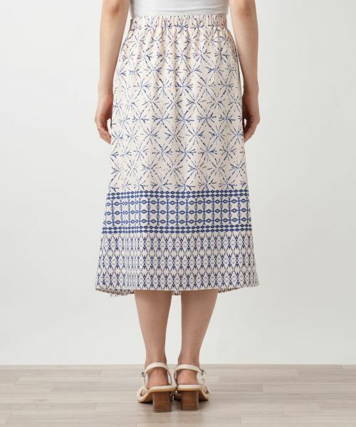 Leilian / レリアン ミニ・ひざ丈スカート | 【店舗人気】幾何学柄切替ラップ風スカート | 詳細6