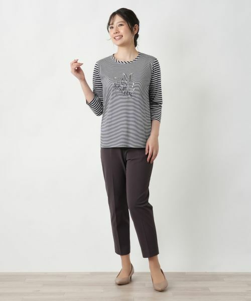 Leilian / レリアン カットソー | ボーダー切替七分袖カットソー【MUSE BY ROCHAS Premiere】 | 詳細1