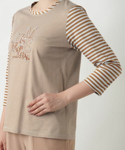 Leilian / レリアン カットソー | ボーダー切替七分袖カットソー【MUSE BY ROCHAS Premiere】 | 詳細13