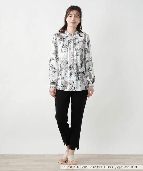 Leilian / レリアン シャツ・ブラウス | プリントバンドカラーブラウス【ROCHAS Premiere】 | 詳細1