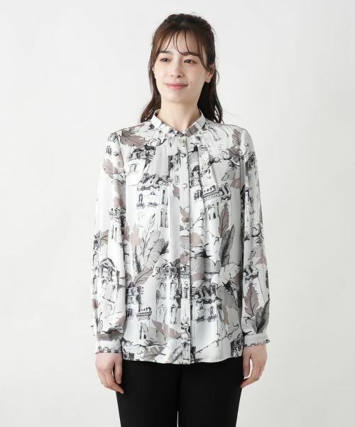 Leilian / レリアン シャツ・ブラウス | プリントバンドカラーブラウス【ROCHAS Premiere】 | 詳細4