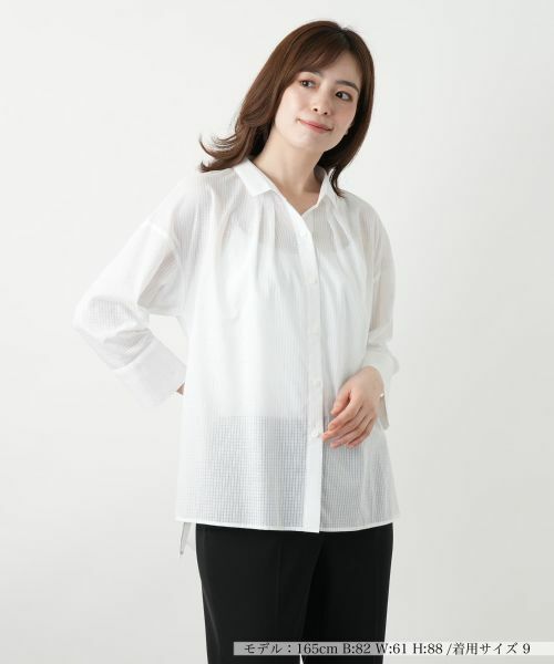 Leilian/レリアン 織柄シャツブラウス【SOMELOS】 アイボリー 9(M)