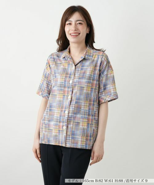 Leilian / レリアン シャツ・ブラウス | チェックシャツブラウス(ライトオレンジ)