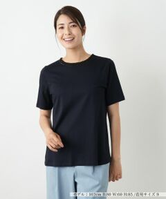 Leilian / レリアン カットソー | 刺繍クルーネックカットソー