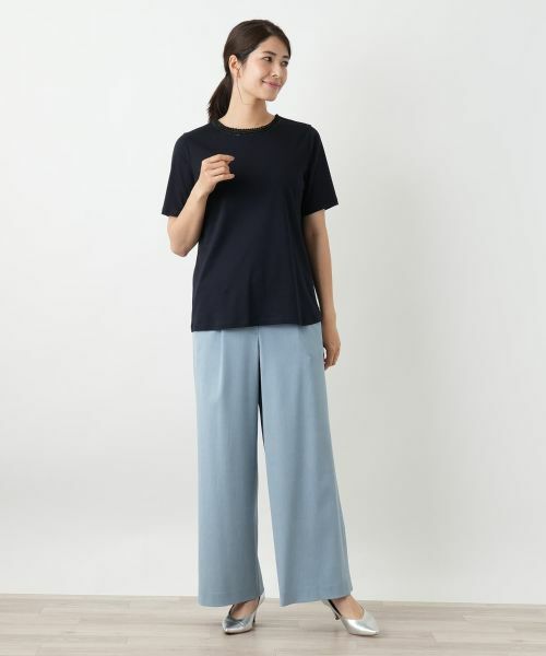 Leilian / レリアン カットソー | 刺繍クルーネックカットソー | 詳細1