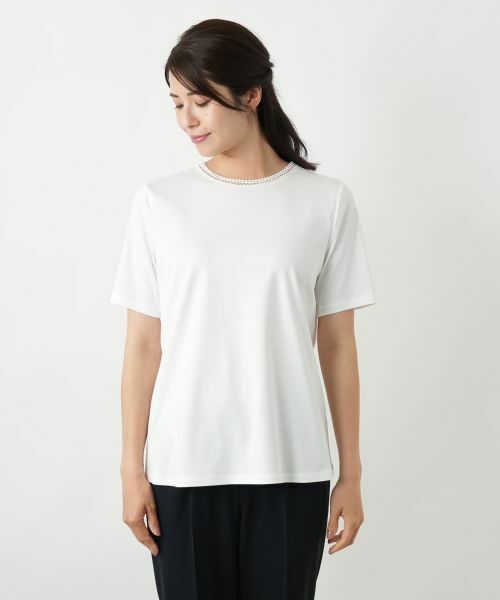 Leilian / レリアン カットソー | 刺繍クルーネックカットソー | 詳細7