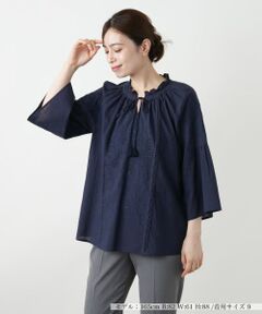 Leilian / レリアン シャツ・ブラウス | 刺繍フレアスリーブブラウス【Leilian WHITE LABEL】