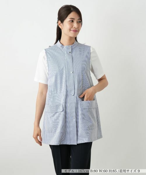 Leilian/レリアン スタンドカラーベスト【Leilian WHITE LABEL】 コバルトブルー 11(L)