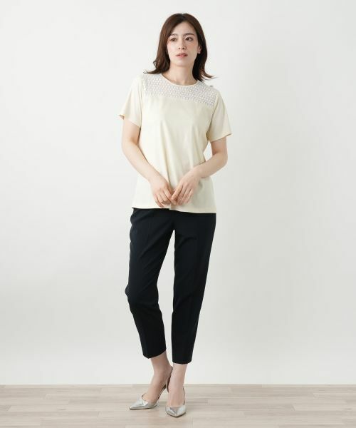 セール】 レース切替カットソー【Leilian WHITE LABEL