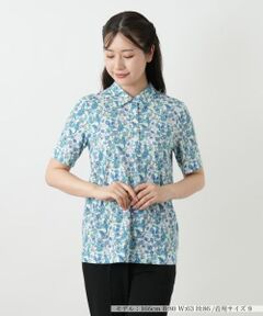 Lillian レリアン　ネイビー 半袖シャツ Aライン 25SS】WOMEN 3Dベア天竺 半袖シャツ ネイビー 071652024