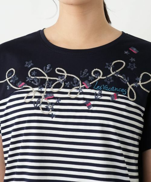 Leilian / レリアン カットソー | ボーダー切替Tシャツ【Leilian WHITE LABEL】 | 詳細10