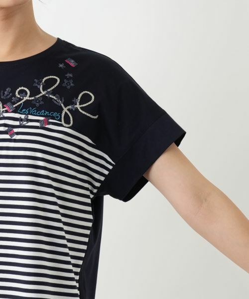 Leilian / レリアン カットソー | ボーダー切替Tシャツ【Leilian WHITE LABEL】 | 詳細12