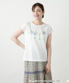 Leilian / レリアン カットソー | 刺繍フレンチスリーブTシャツ【Leilian WHITE LABEL】