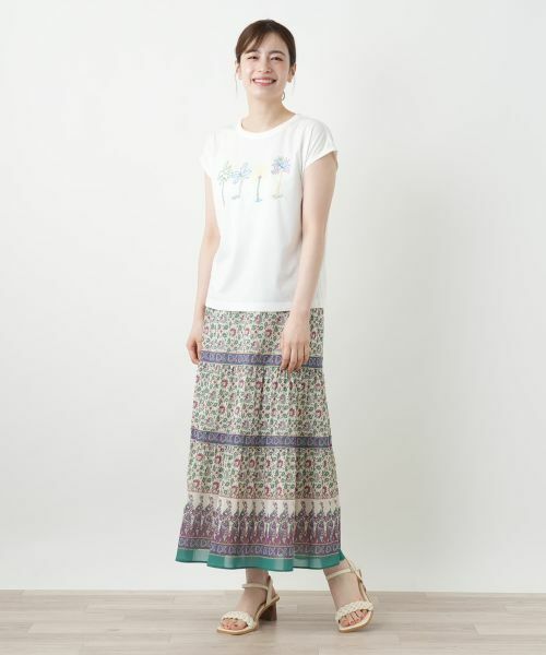 Leilian / レリアン カットソー | 刺繍フレンチスリーブTシャツ【Leilian WHITE LABEL】 | 詳細1