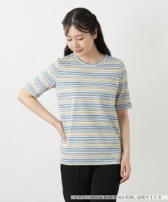 Leilian / レリアン Tシャツ | 幾何学ボーダーカットソー【Leilian WHITE LABEL】