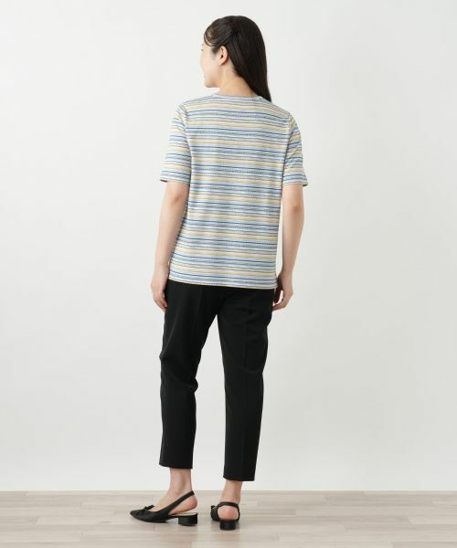 セール】 幾何学ボーダーカットソー【Leilian WHITE LABEL】 （T