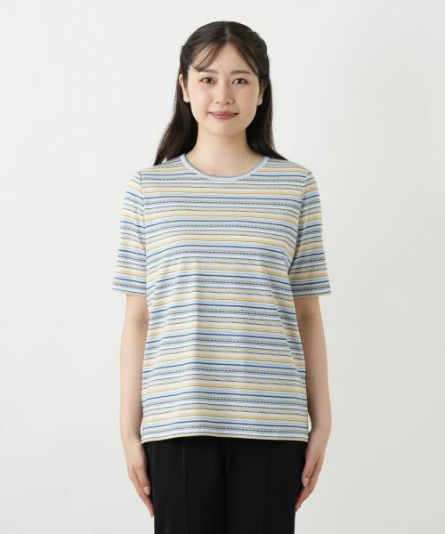 Leilian / レリアン Tシャツ | 幾何学ボーダーカットソー【Leilian WHITE LABEL】 | 詳細7